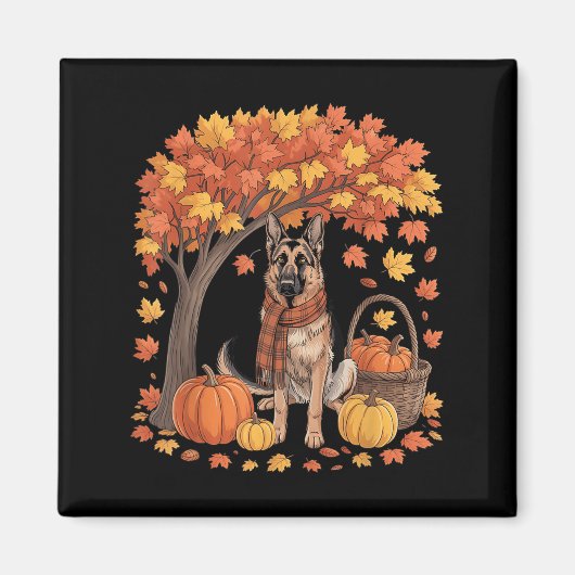 Aimant German Shepherd Dog Fall Scarf Pumpkin Autumn Than (Devant)