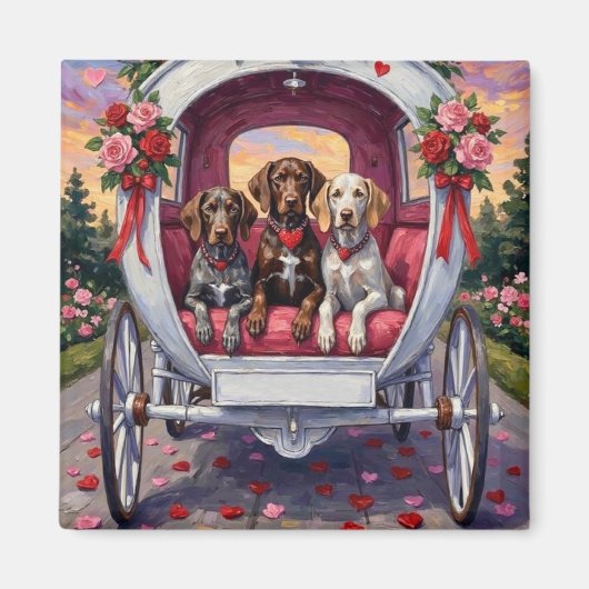 Aimant German Shorthaired Pointer  Dog Valentine's Day  (Devant)