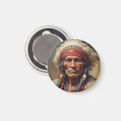 Aimant Geronimo Portrait du chef guerrier indien (Recto/Verso)