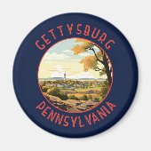 Aimant Gettysburg Pennsylvanie Retro Cercle en détresse (Devant)