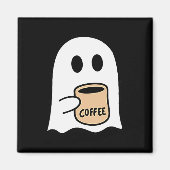 Aimant Ghost Drinking Coffee Funny Halloween Costume Coff (Devant)