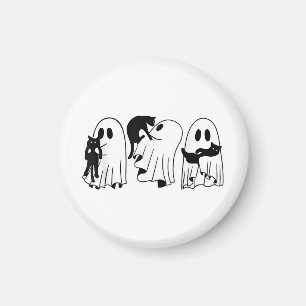 Aimant Ghost Holding Chat noir Funny Halloween Amoureux d