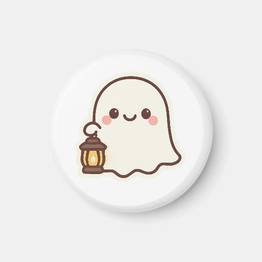 Aimant Ghost Kawaii avec lanterne - Design d'esprit migno (Devant)