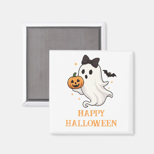 Aimant Ghost mignon avec Bow et Citrouille Halloween