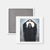 Aimant Ghost Red Heart Hands Y Face Halloween Valentines  (Recto/Verso)