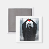 Aimant Ghost Red Heart Hands Y Face Halloween Valentines  (Recto/Verso)