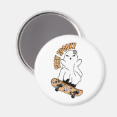 Aimant Ghost "Stay Éffrayant" sur un skateboard - Cool Or (Recto/Verso)