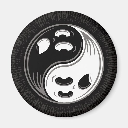Aimant Ghost Yin Yang Noir et blanc (Devant)