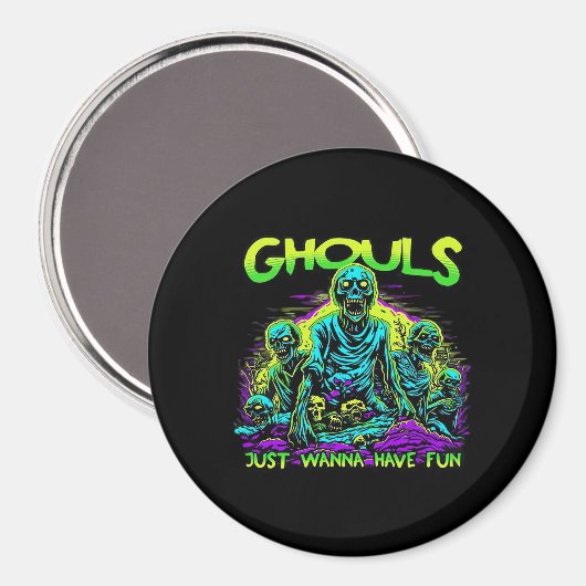 Aimant Ghouls veut juste s'amuser - Halloween Sloth Desig (Recto/Verso)