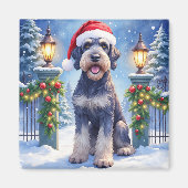 Aimant Giant Schnauzer Snowy Iron Fence Santa Christmas (Devant)