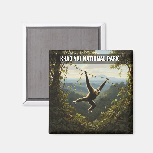 Aimant Gibbon dans le Parc national de Khao Yai Thaïlande (Recto/Verso)