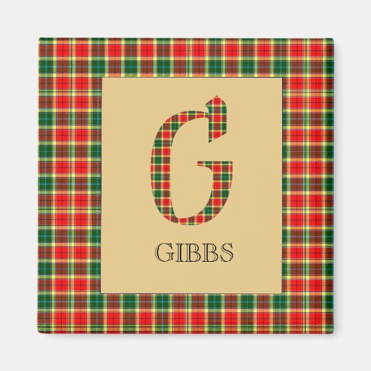 Aimant Gibbs Tartan Monogramme G (Devant)