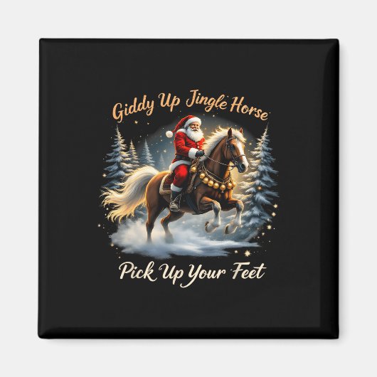 Aimant Giddy Up Jingle Horse Ramassez Vos Pieds Xmas Père (Devant)