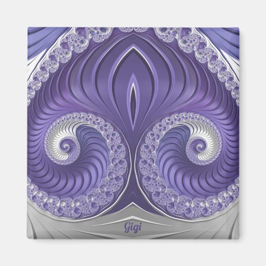 Aimant ~ GIGI ~ Motif Abstrait ~ Blanc gris violet ~ (Devant)