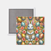 Aimant GINA ~ Lapin de Pâques et Oeufs ~ (Recto/Verso)