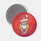 Aimant Ginger Chat Noël Sur Rouge (Recto/Verso)
