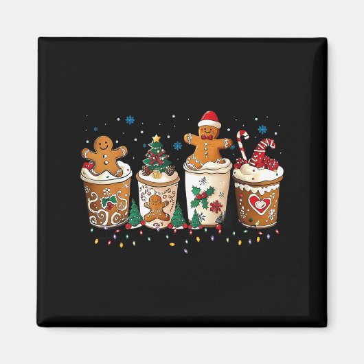 Aimant Gingerbread Christmas Coffee Cute Sweet Winter Hol (Devant)
