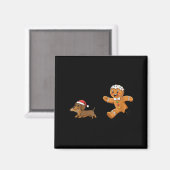 Aimant Gingerbread Cookie Chasing Dachshund Christmas Dog (Recto/Verso)