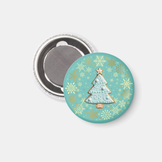 Aimant Gingerbread Cookie, sapin de Noël (Recto/Verso)