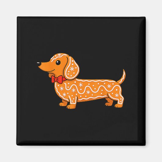 Aimant Gingerbread Dachshund Christmas Cute Weiner Dog (Devant)