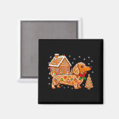 Aimant Gingerbread Dachshund Christmas Tree House Cookie  (Recto/Verso)