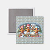 Aimant Gingerbread Family Snowy Christmas Scene (Recto/Verso)