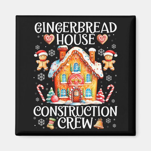 Aimant Gingerbread House Construction Crew Baking Christm (Devant)