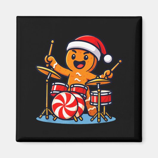 Aimant Gingerbread Man Playing Drums (Devant)