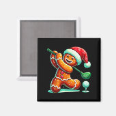 Aimant Gingerbread Man Plays Golf Christmas Golfing Santa (Recto/Verso)