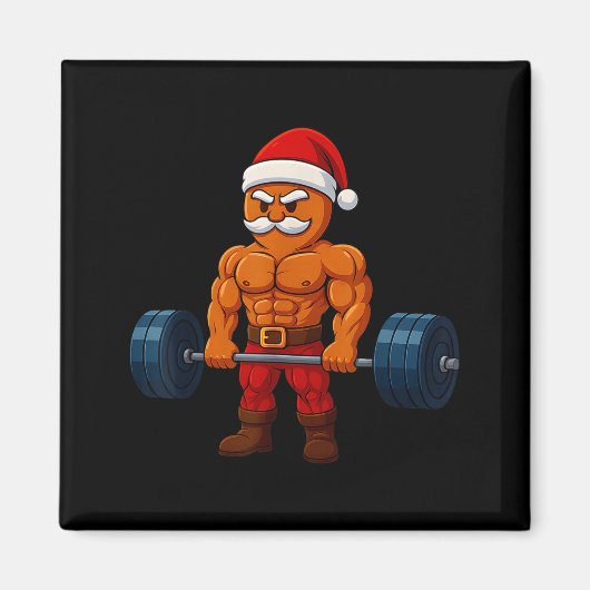 Aimant Gingerbread Weightlifting Fitness Gym Workout Chri (Devant)