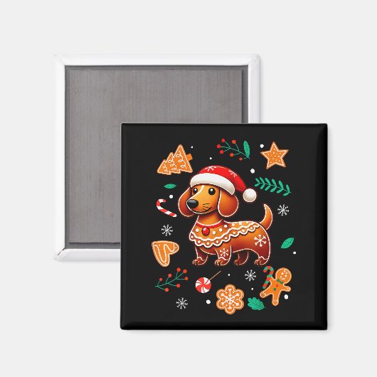 Aimant Gingerbread Weiner Dog Lover Dachshund Christmas C (Recto/Verso)