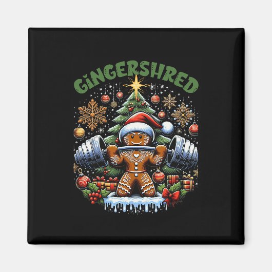Aimant Gingersher Funny Gingerbread Homme Gym Bodybuildin (Devant)