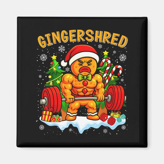 Aimant Gingershred Funny Gingerbread Man Gym Bodybuilding (Devant)