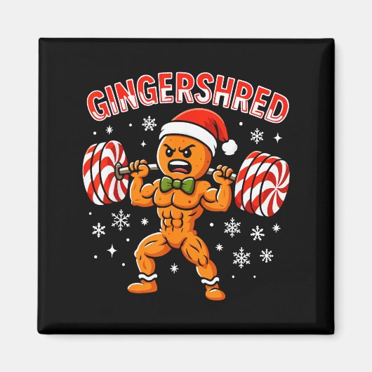 Aimant Gingershred Funny Gingerbread Man Gym Bodybuilding (Devant)