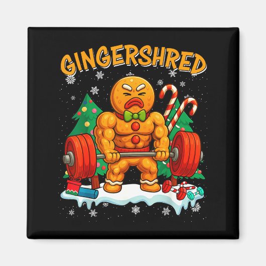 Aimant Gingershred Funny Gingerbread Man Gym Bodybuilding (Devant)