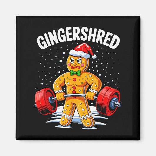 Aimant Gingershred Funny Gingerbread Man Gym Bodybuilding (Devant)