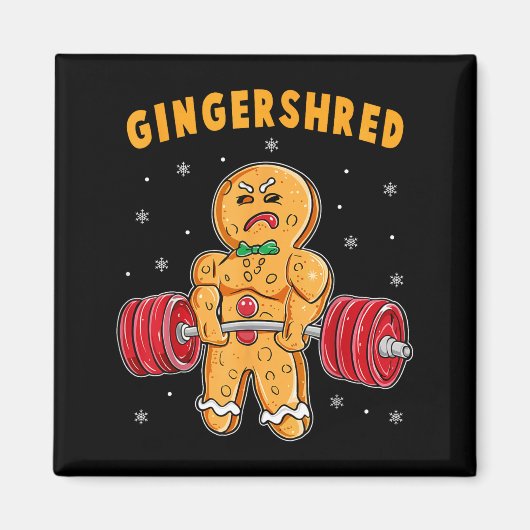 Aimant Gingershred Funny Gingerbread Man Gym Bodybuilding (Devant)
