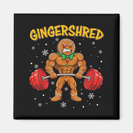 Aimant Gingershred Funny Gingerbread Man Gym Bodybuilding (Devant)
