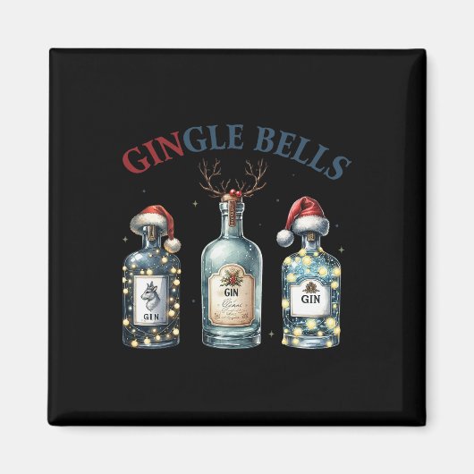 Aimant Gingle Bells Funny Gin Gin Bells Christmas Tree Me (Devant)