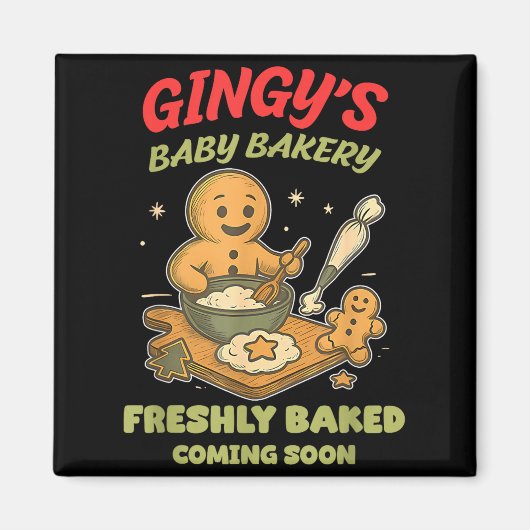 Aimant Gingy's Baby Bakery Freshly Baked Coming Soon Chri (Devant)