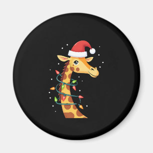 Aimant Girafe de Noël Chapeau de Père Noël Lumières Giraf