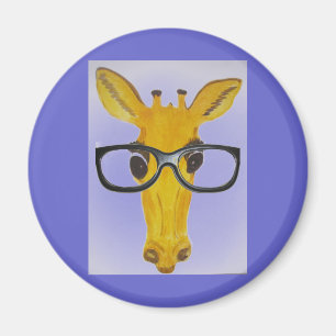 Aimant Girafe jaune avec lunettes