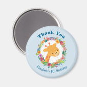 Aimant Girafe mignonne avec une couronne florale Annivers (Recto/Verso)