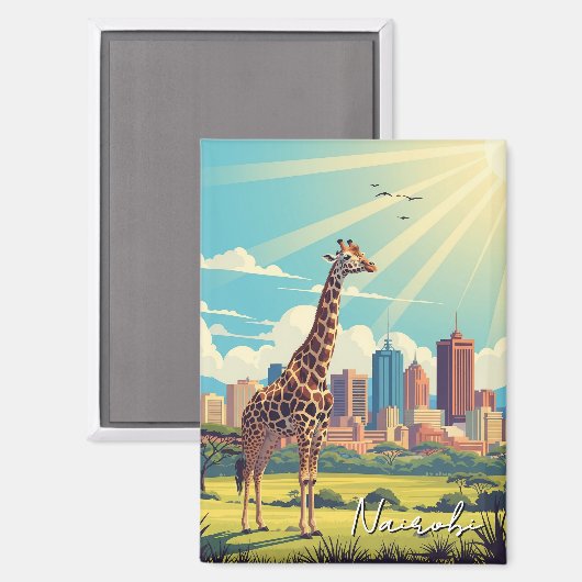 Aimant Giraffe à Nairobi Kenya (Recto/Verso)