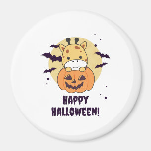 Aimant Giraffe En Giraffes Cute Citrouille Joyeux Hallowe