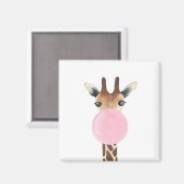 Aimant Giraffe soufflant bubblegum (Recto/Verso)