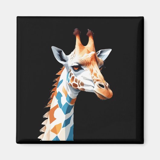 Aimant Giraffe Vector Art aux couleurs vives (Devant)