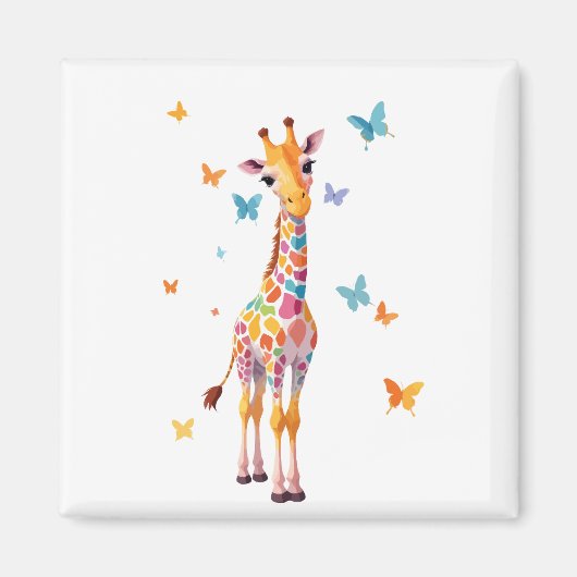 Aimant Giraffe Vector Peinture adorable Animaux amusants (Devant)