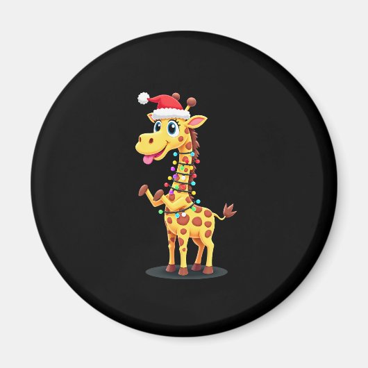 Aimant Giraffe Xmas Lighting Funny Santa Giraffe Christma (Devant)