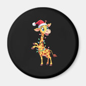 Aimant Giraffe Xmas Lighting Funny Santa Giraffe Christma (Devant)
